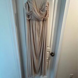 David's Bridal Cream Maxi Dress